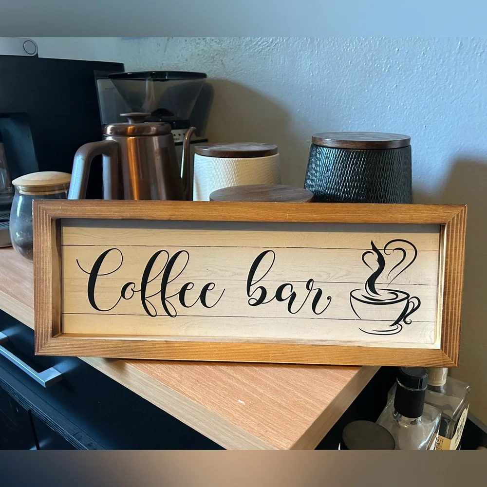 ☕️Natural Wood Coffee Bar Sign